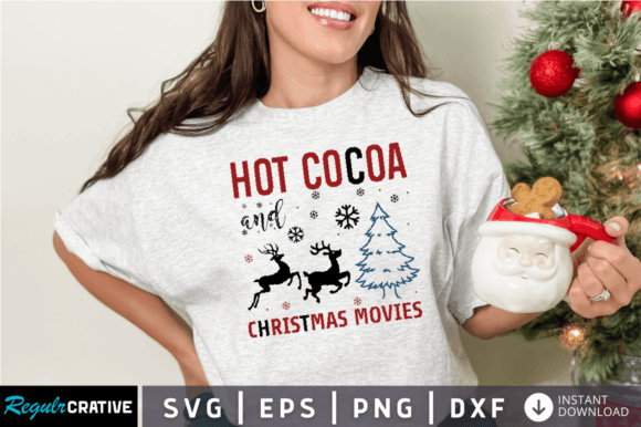 Hot Cocoa and Christmas Movies SVG for Crafts and Graphics